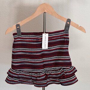 Janie and Jack Red Navy White Striped Tweed Peplum Skirt - NWT